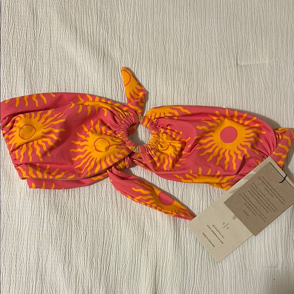 Pink and Orange Sun Print Bikini Top
